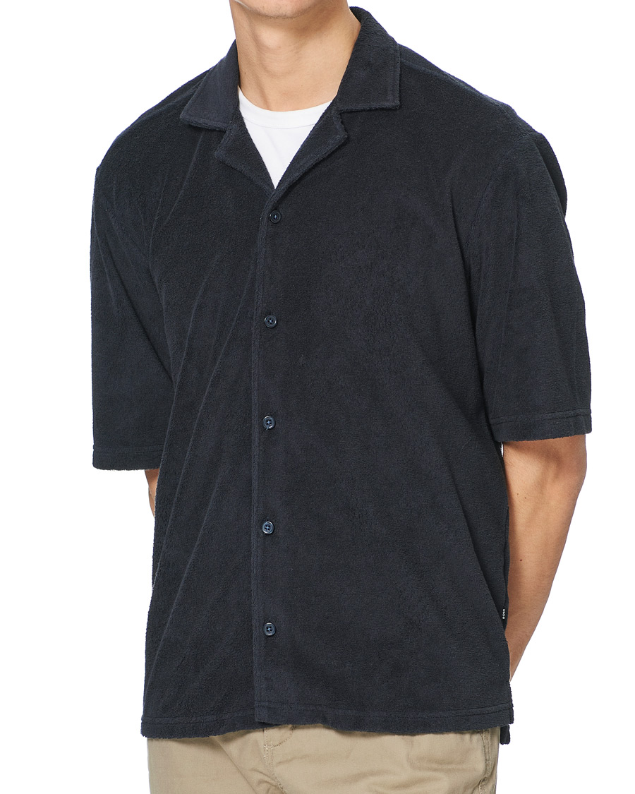 Herren | Hemden | BOSS BLACK | BOSS Lars Terry Short Sleeve Shirt Dark Blue