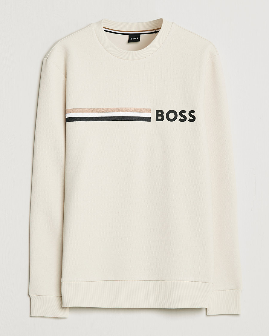Herren | Pullover | BOSS BLACK | Stadler Logo Crew Neck Sweatshirt Open White
