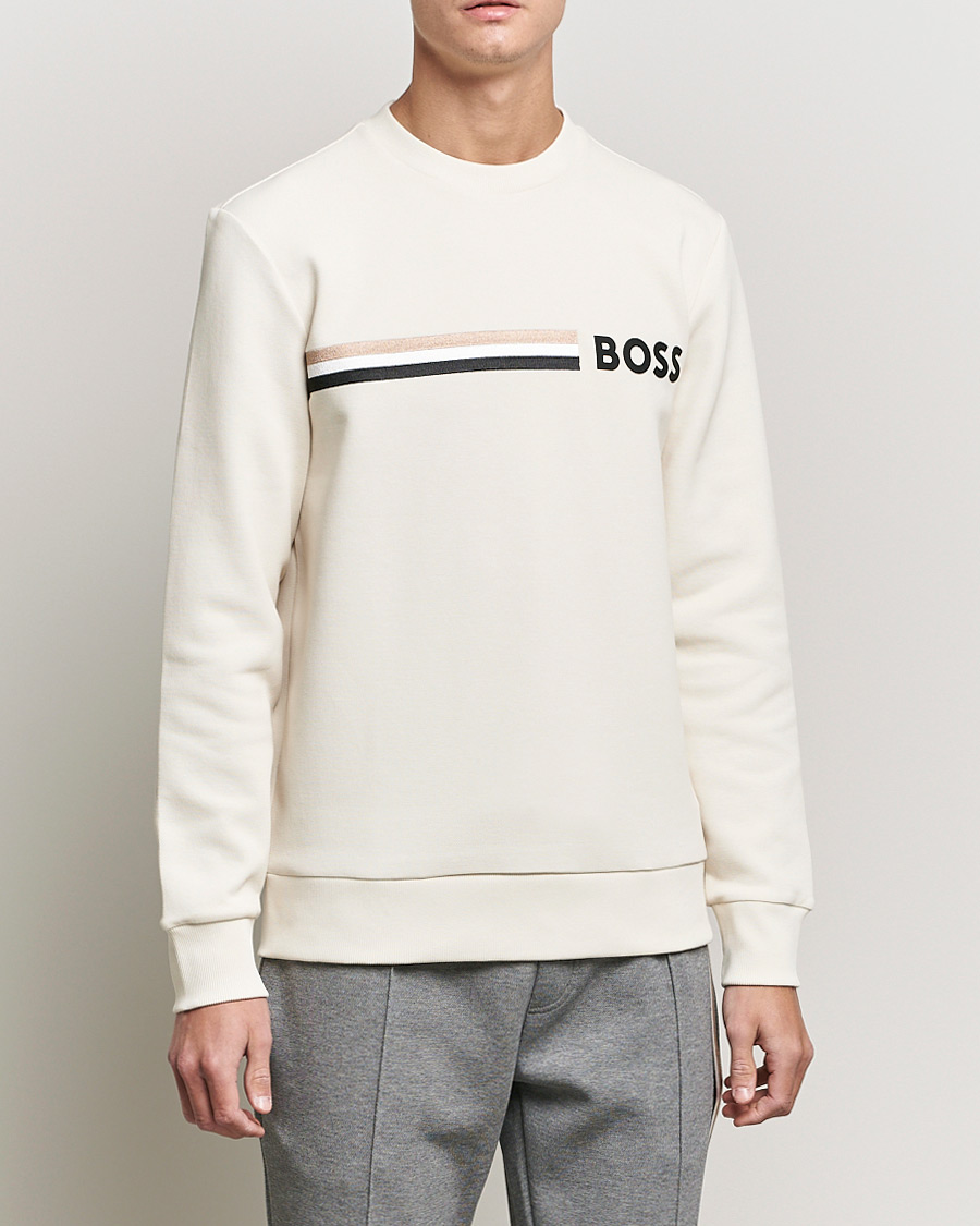 Herren | Pullover | BOSS BLACK | Stadler Logo Crew Neck Sweatshirt Open White