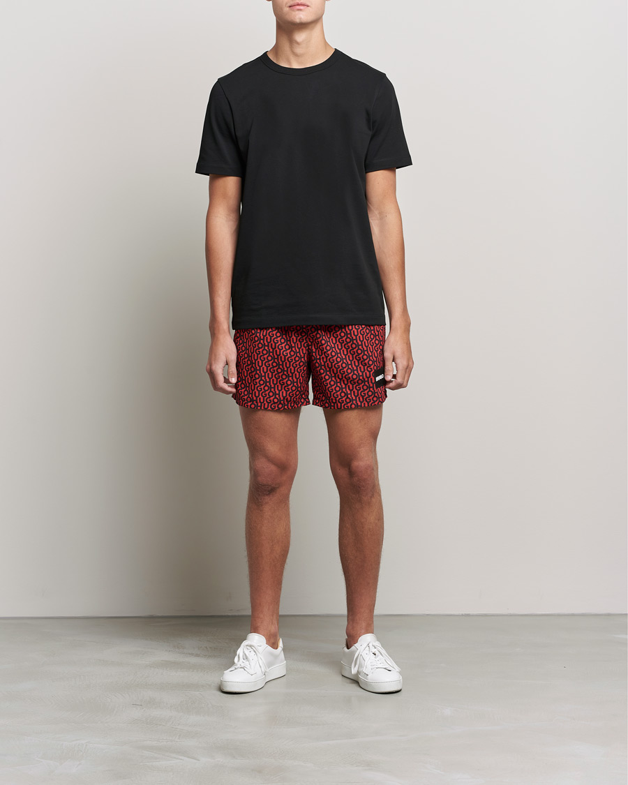 Herren | Badehosen | HUGO | Jago Monogram Logo Swimshorts Red
