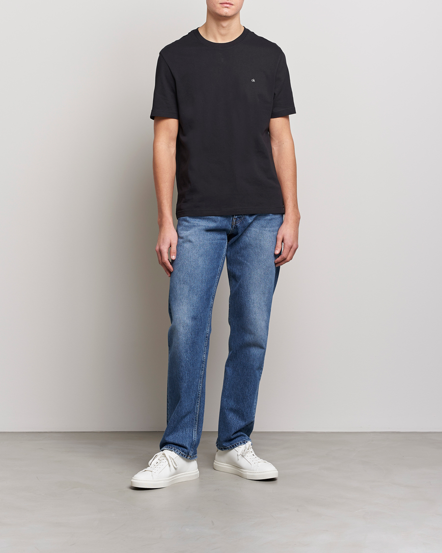 Herren | T-Shirts | Calvin Klein | Cotton Embroidery Logo Crew Neck T-Shirt Black