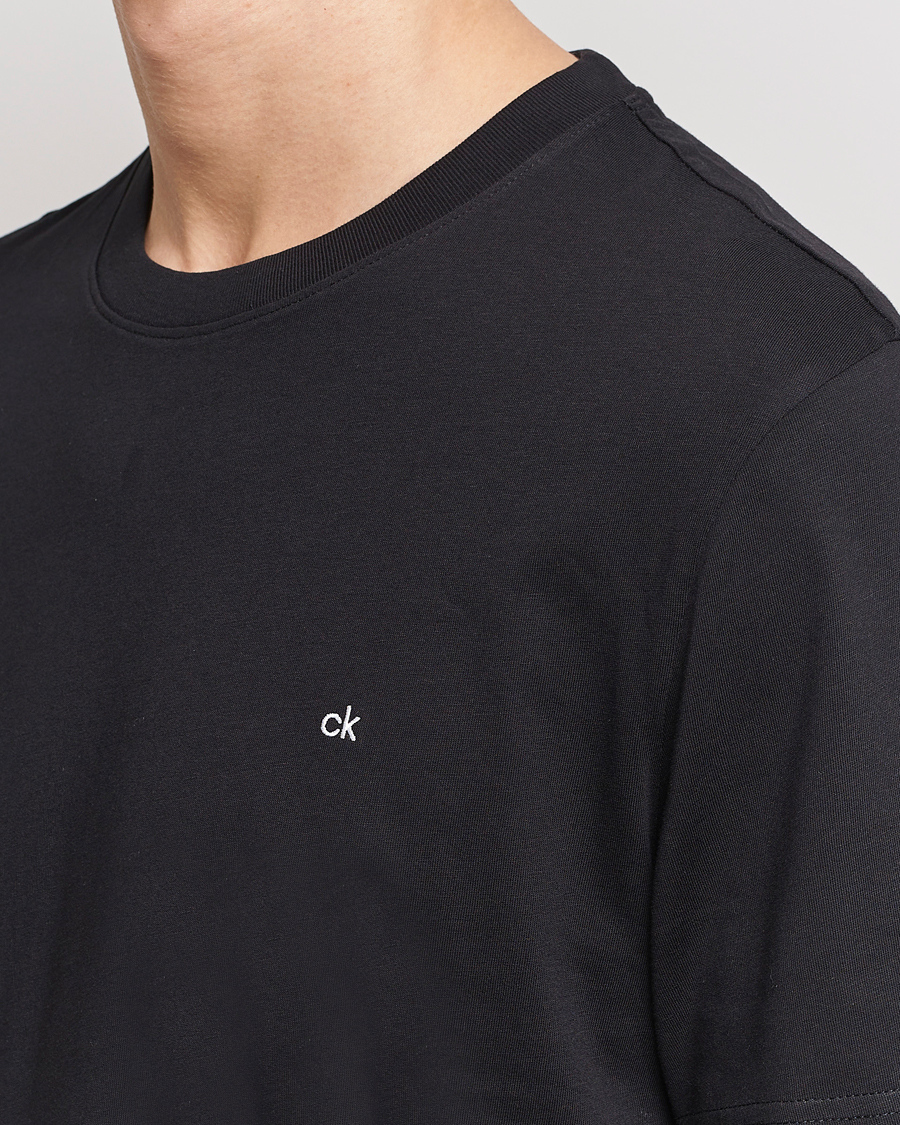 Herren | T-Shirts | Calvin Klein | Cotton Embroidery Logo Crew Neck T-Shirt Black