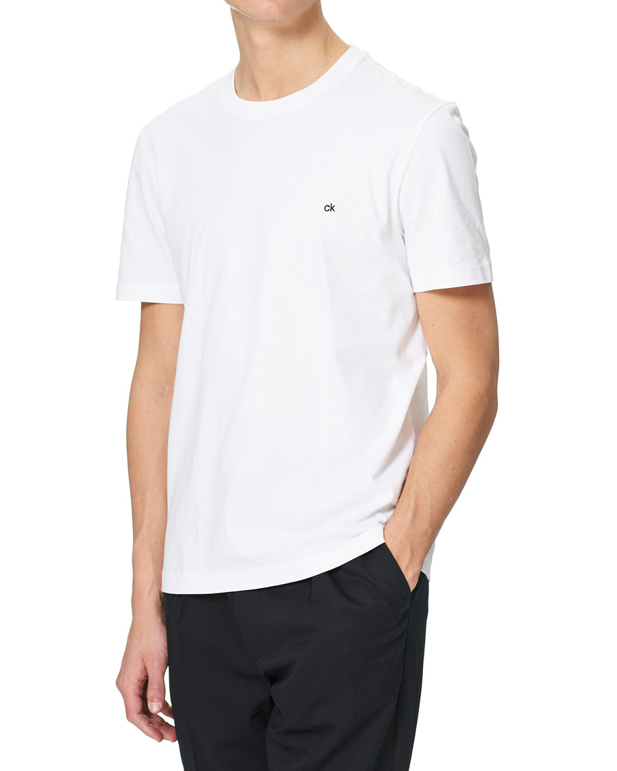 Herren | T-Shirts | Calvin Klein | Cotton Embroidery Logo Crew Neck T-Shirt White