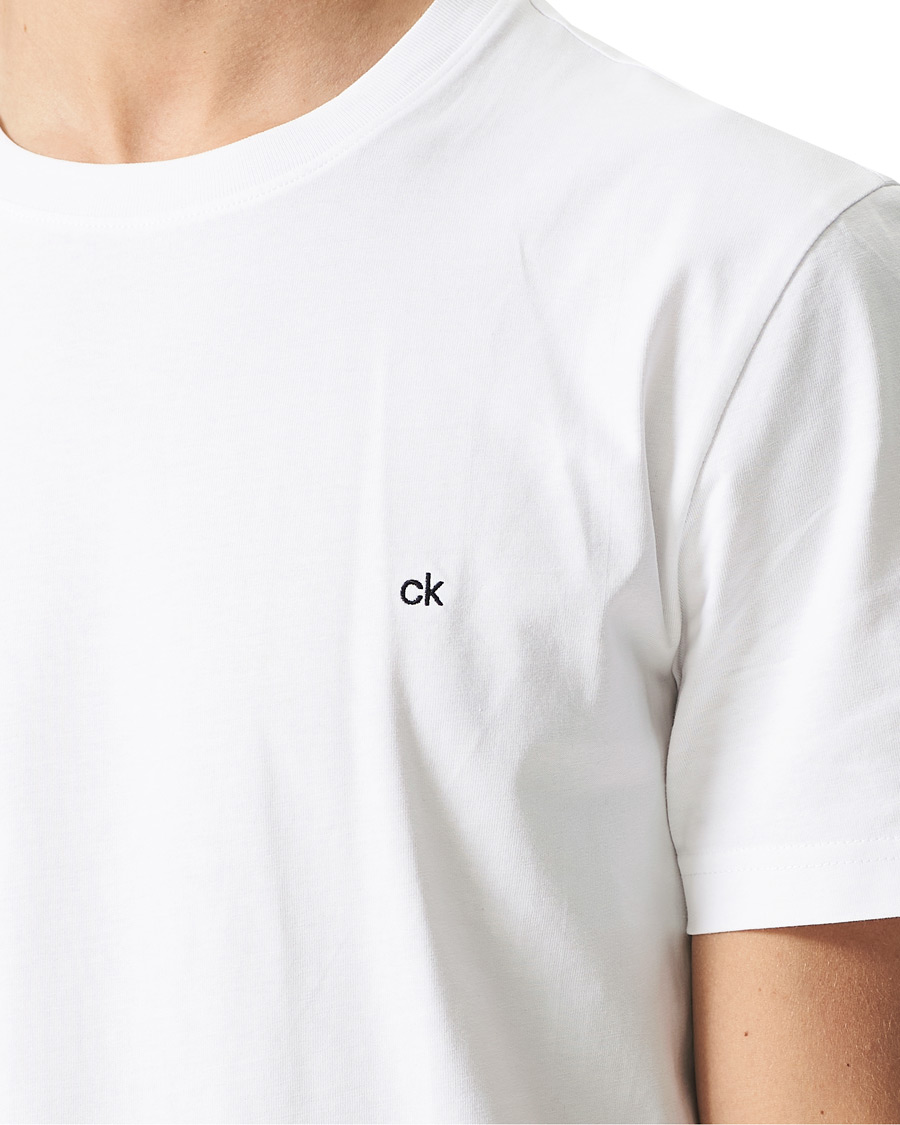 Herren | T-Shirts | Calvin Klein | Cotton Embroidery Logo Crew Neck T-Shirt White