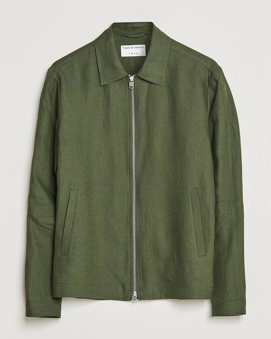 Herren | Jacken | Tiger of Sweden | Maddon Linen Shirt Jacket Green