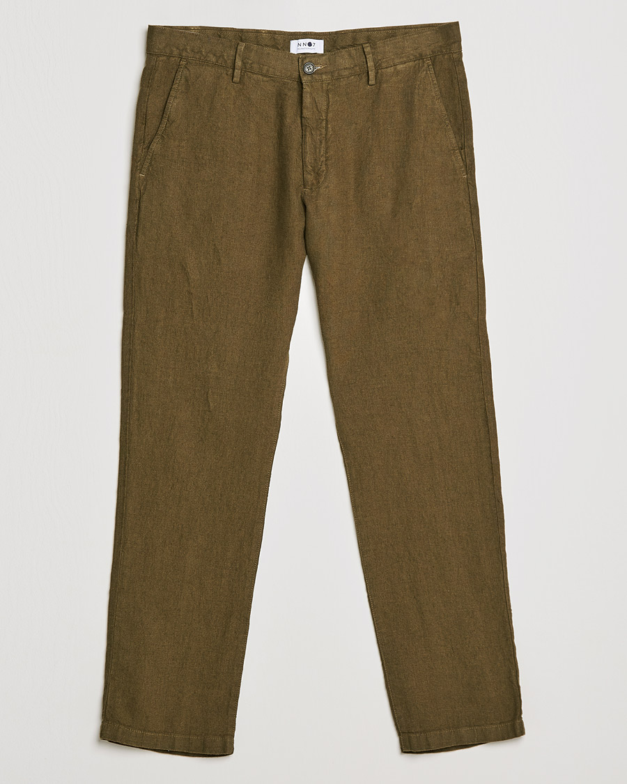 Herren | Hosen | NN07 | Karl Linen Trousers Dark Olive