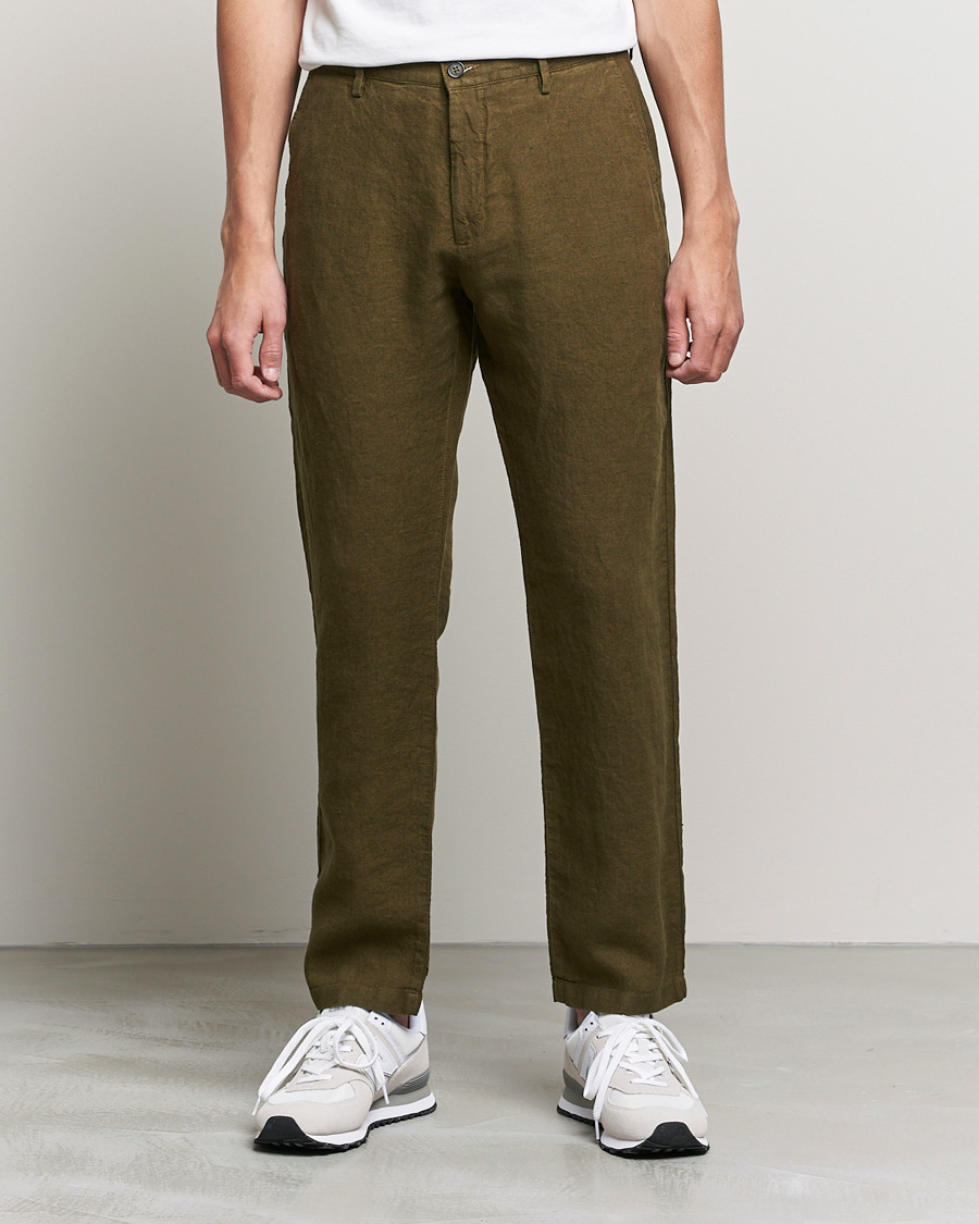Herren | Hosen | NN07 | Karl Linen Trousers Dark Olive