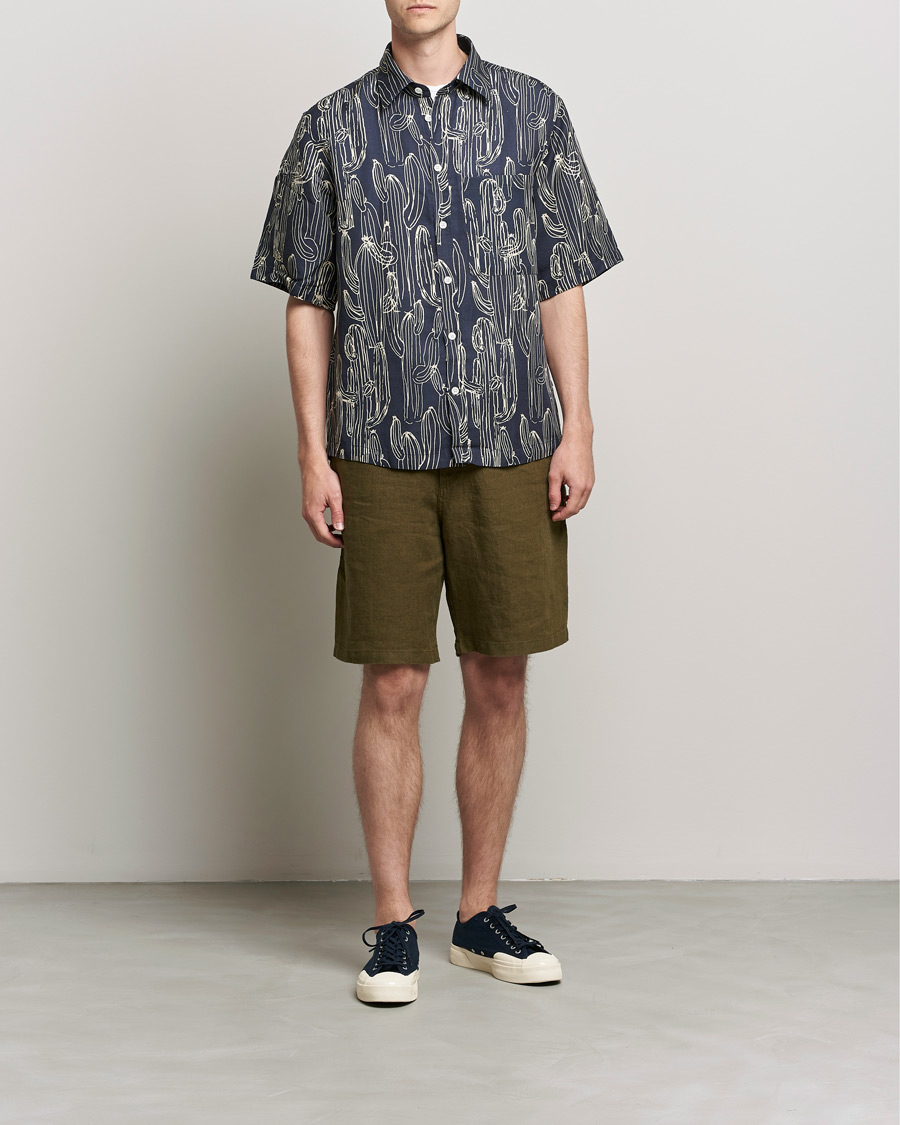 Herren | Shorts | NN07 | Keith Drawstring Linen Shorts Dark Olive