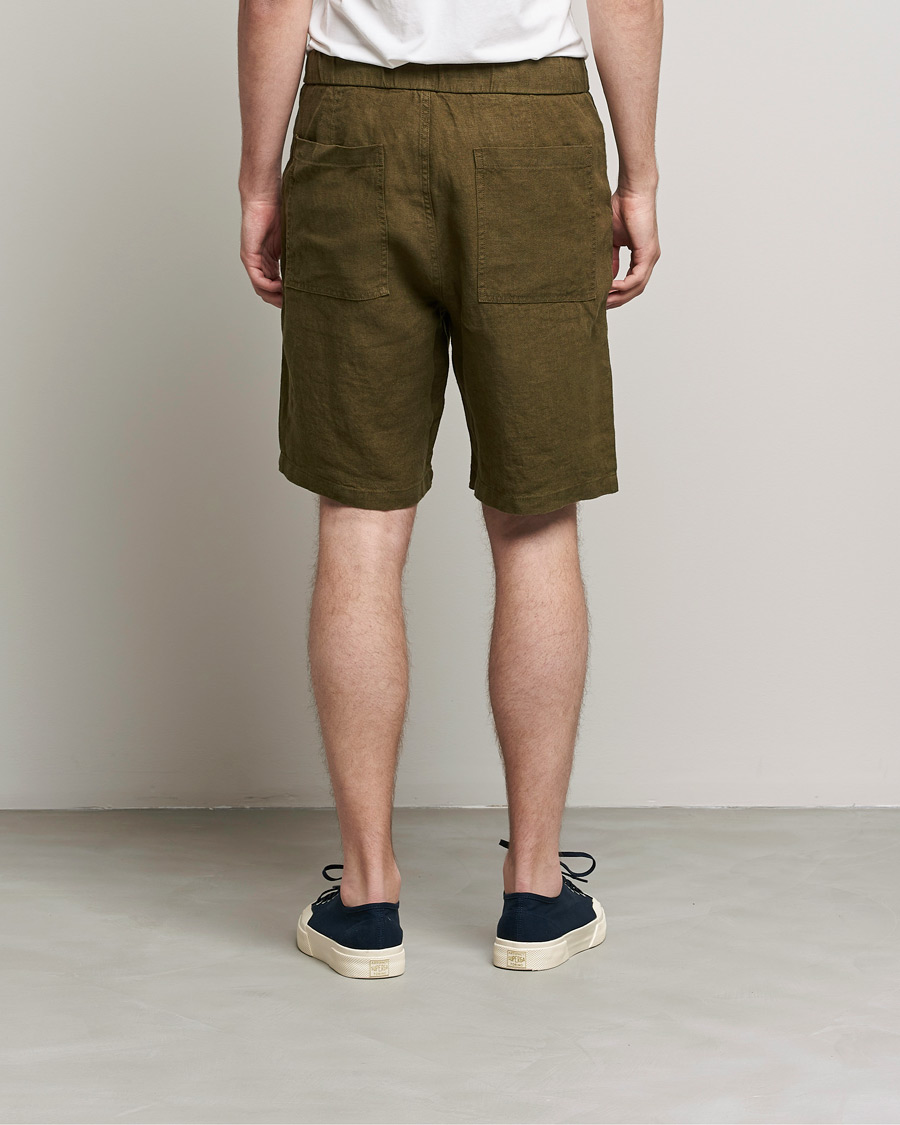 Herren | Shorts | NN07 | Keith Drawstring Linen Shorts Dark Olive