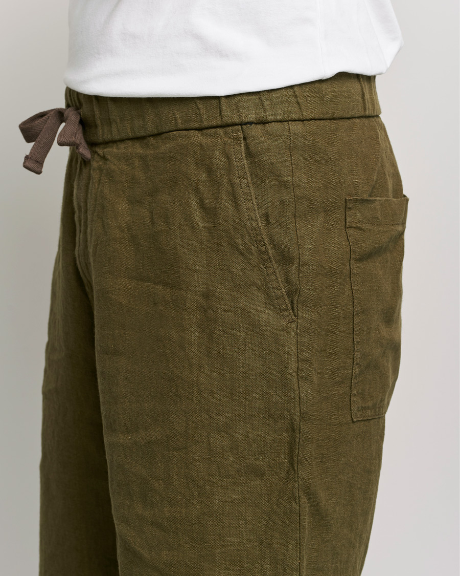 Herren | Shorts | NN07 | Keith Drawstring Linen Shorts Dark Olive