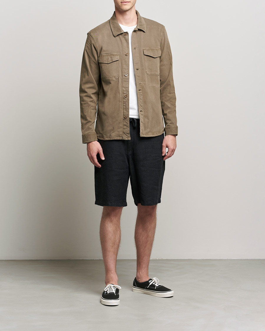 Herren | Shorts | NN07 | Keith Drawstring Linen Shorts Black