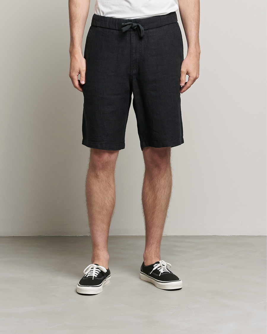 Herren | Shorts | NN07 | Keith Drawstring Linen Shorts Black
