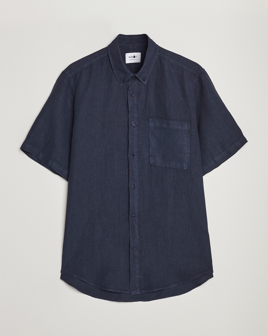 Herren | Hemden | NN07 | Arne Linen Short Sleeve Shirt Navy