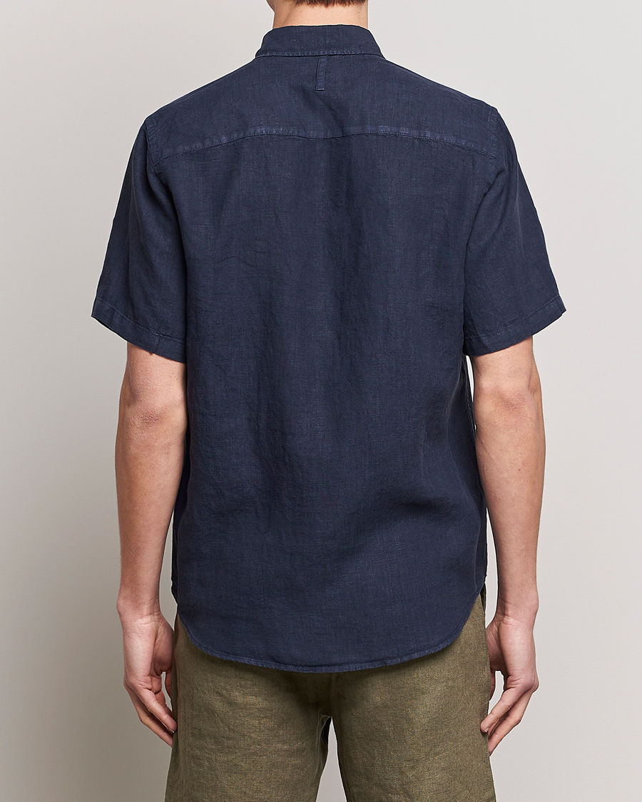 Herren | Hemden | NN07 | Arne Linen Short Sleeve Shirt Navy