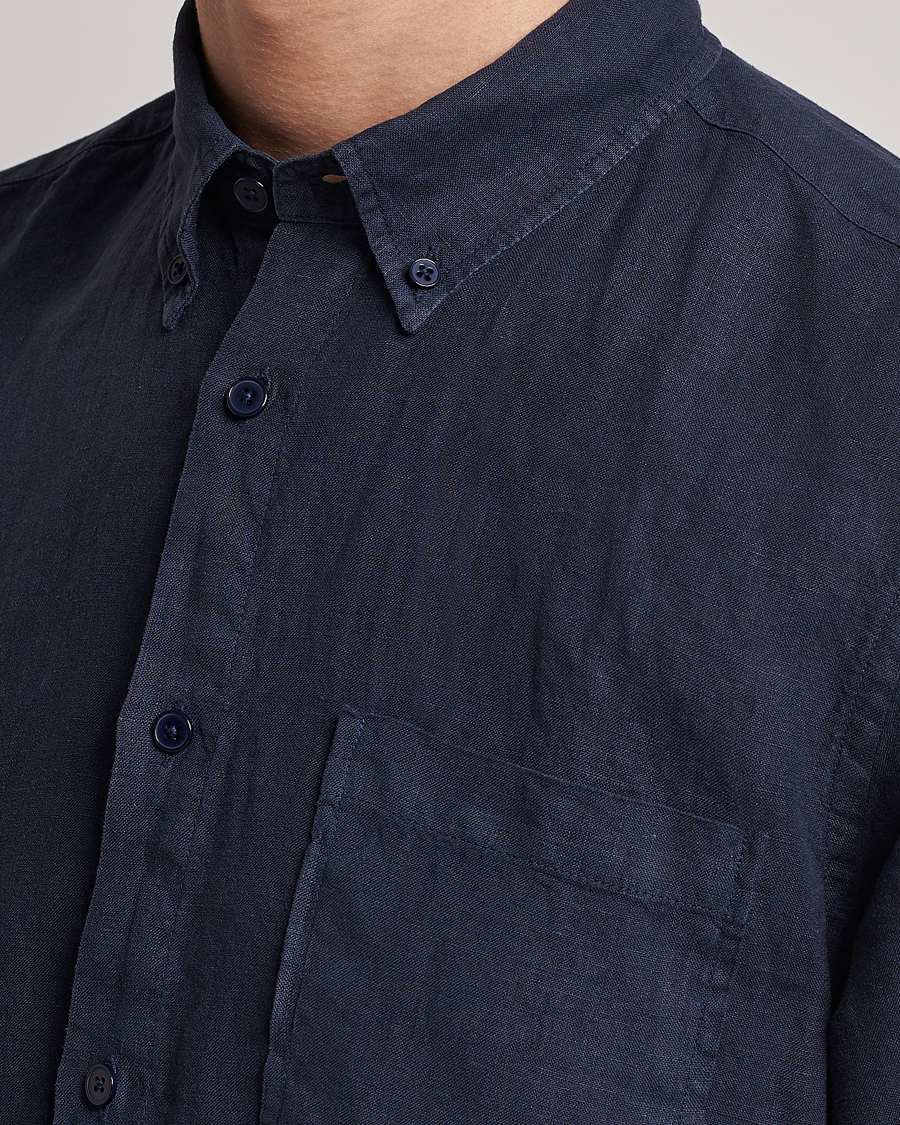 Herren | Hemden | NN07 | Arne Linen Short Sleeve Shirt Navy