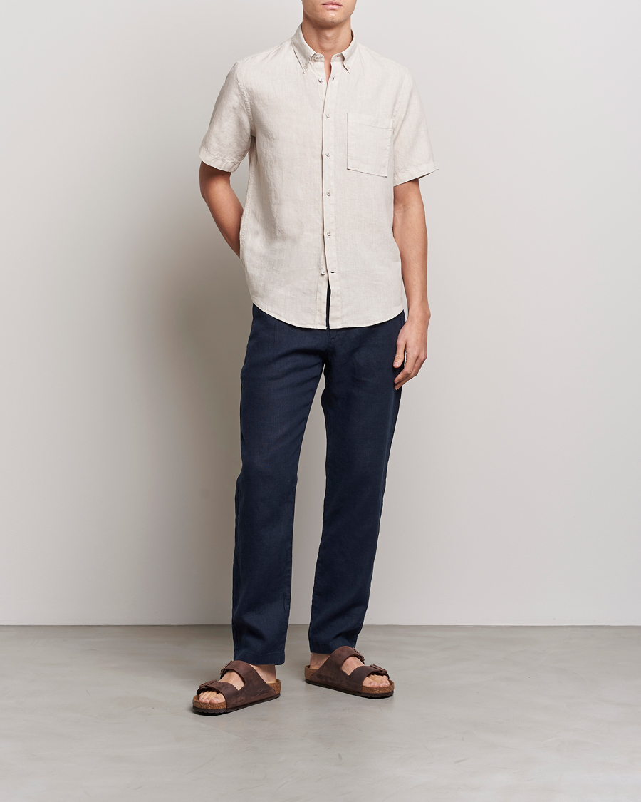 Herren | Hemden | NN07 | Arne Linen Short Sleeve Shirt Oat