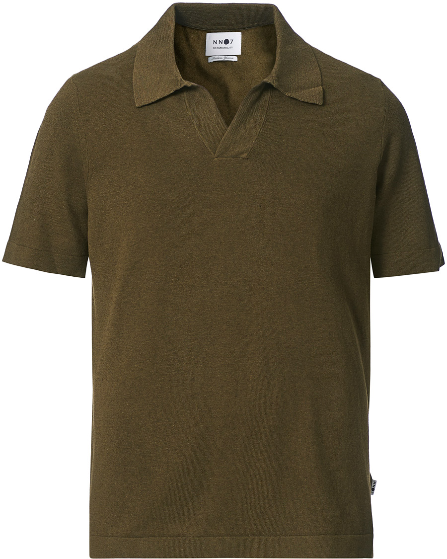Herren | Poloshirts | NN07 | Ryan Cotton/Linen Polo Dark Olive