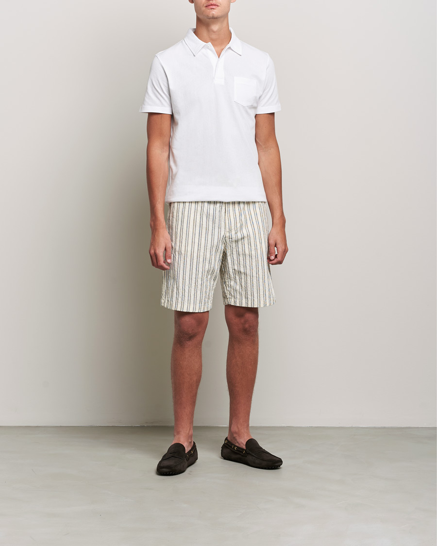 Herren | Shorts | NN07 | Keith Striped Drawstring Shorts White/Black