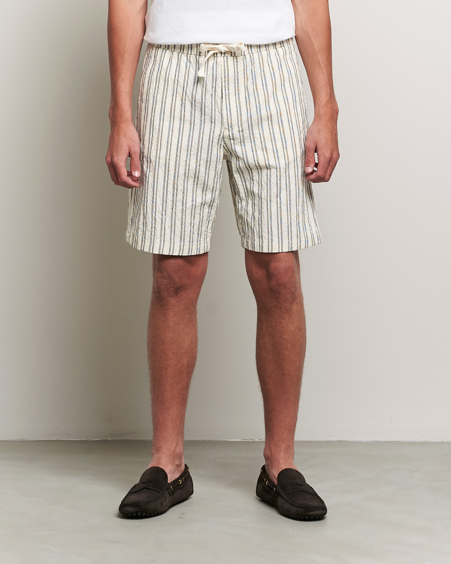 Herren | Shorts | NN07 | Keith Striped Drawstring Shorts White/Black