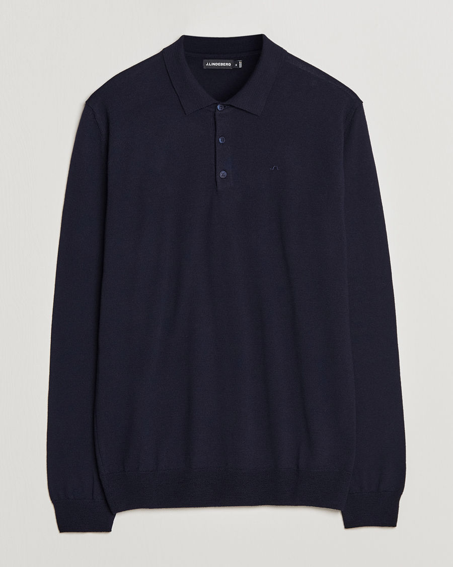 Herren | Pullover | J.Lindeberg | Noel Light Merino Polo Shirt Navy