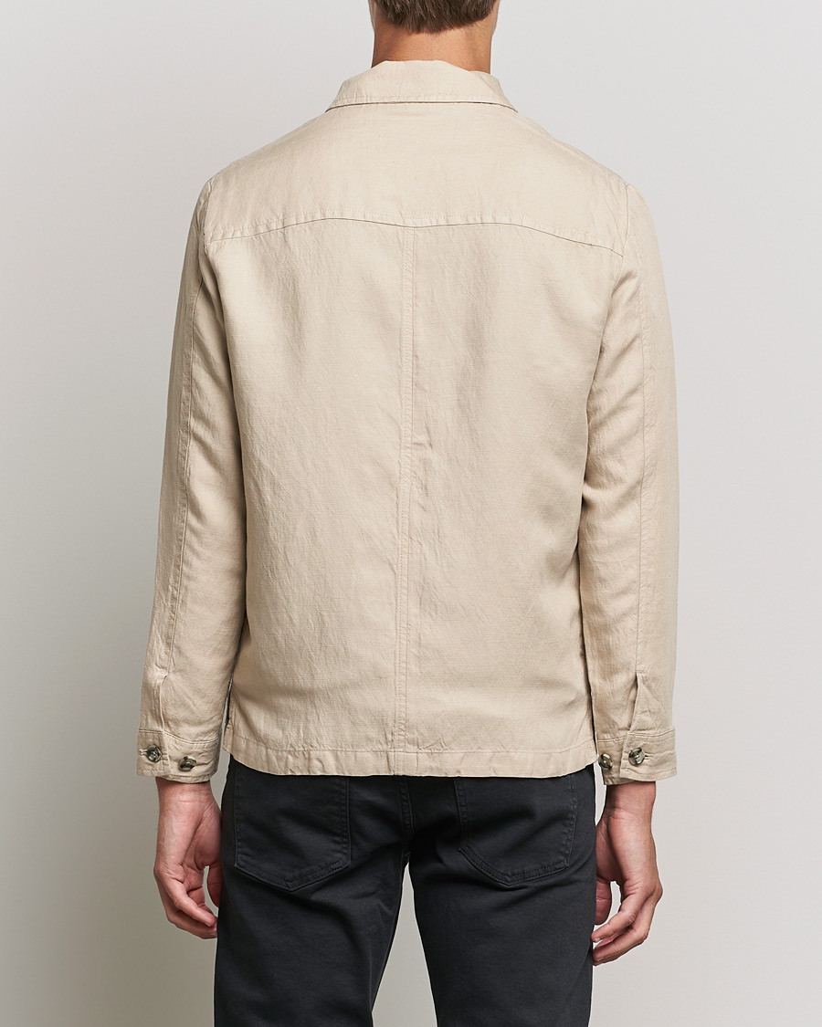 Herren | Hemden | J.Lindeberg | Jason Zip Linen Shirt Jacket Safari Beige