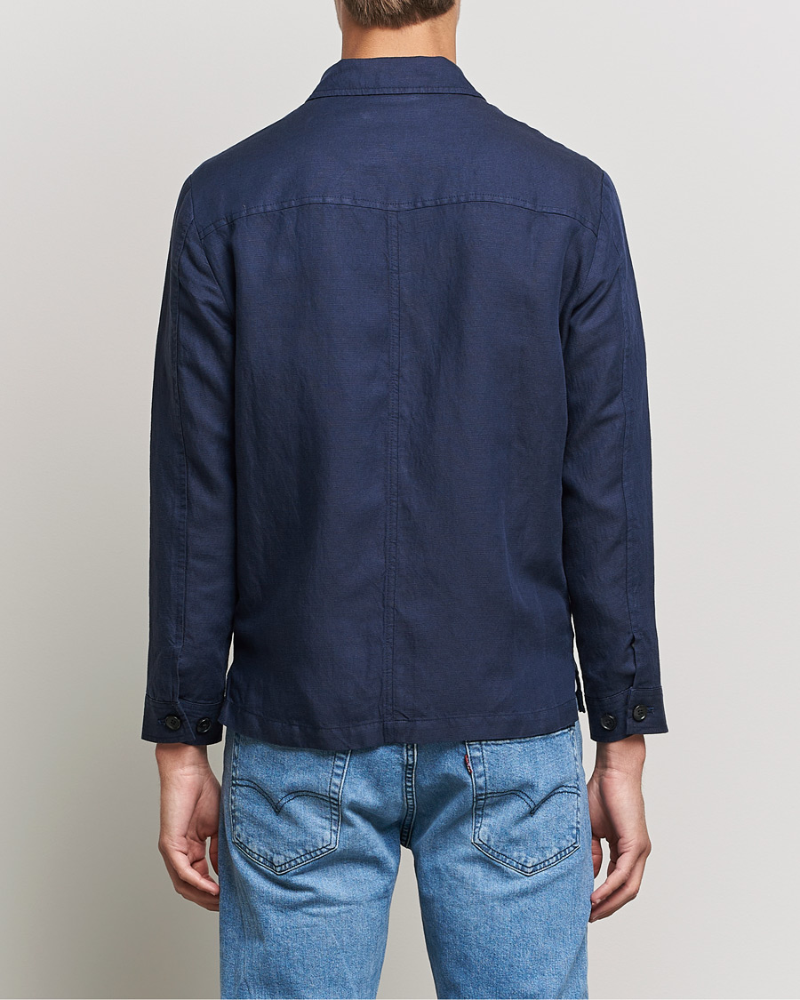 Herren | Jacken | J.Lindeberg | Jason Zip Linen Shirt Jacket Navy