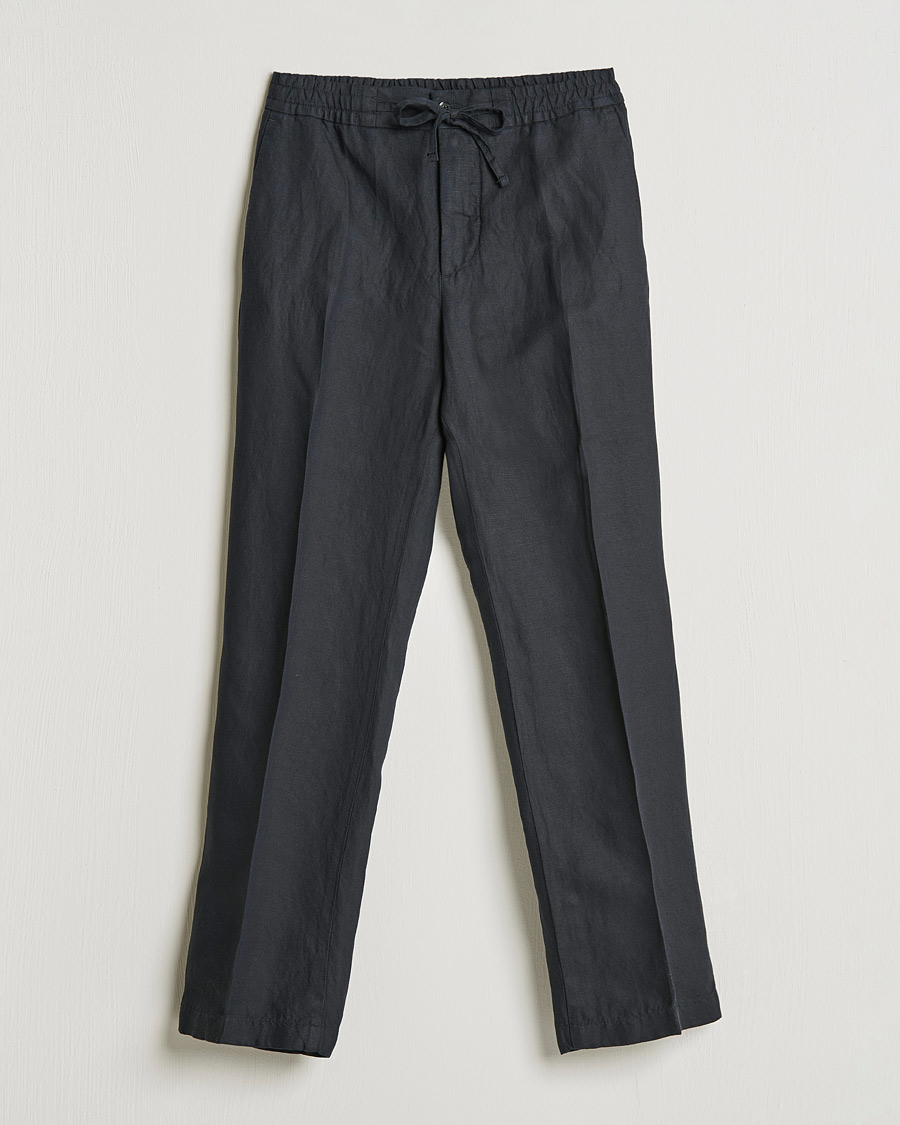 Herren | Hosen | J.Lindeberg | Sasha Drape Linen Drawstring Trousers Black
