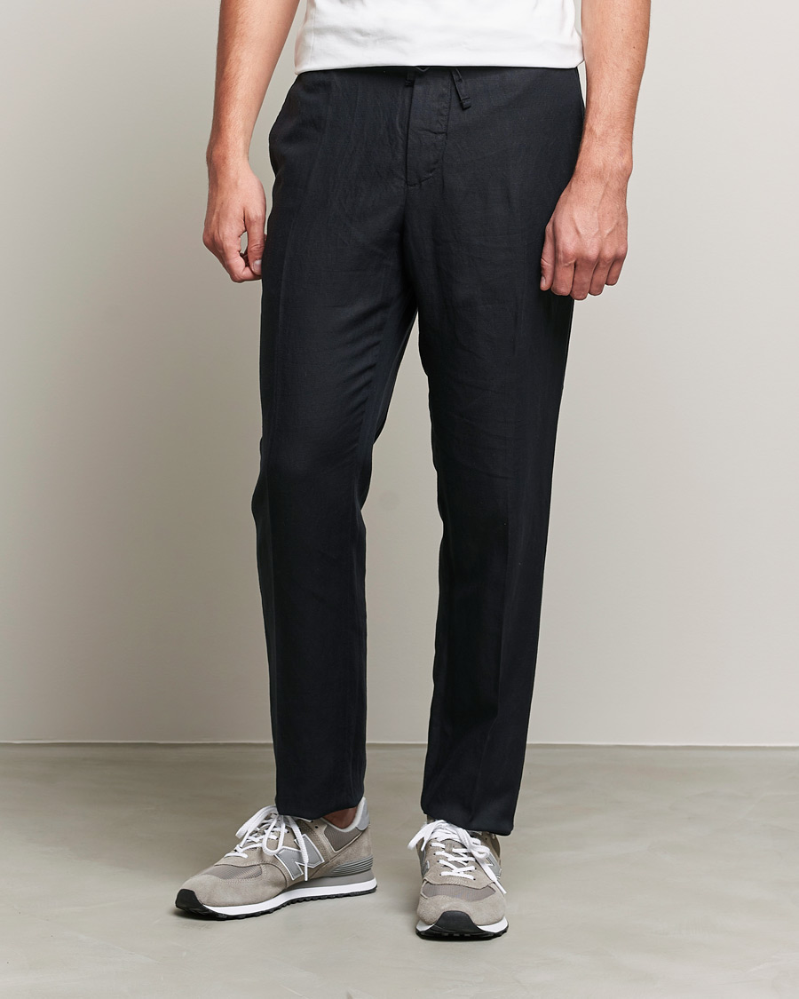 Herren | Hosen | J.Lindeberg | Sasha Drape Linen Drawstring Trousers Black