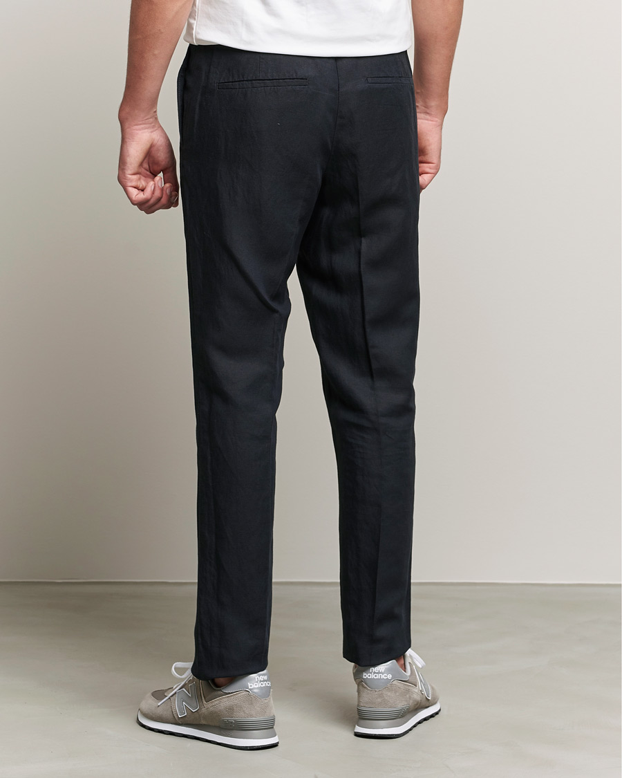 Herren | Hosen | J.Lindeberg | Sasha Drape Linen Drawstring Trousers Black