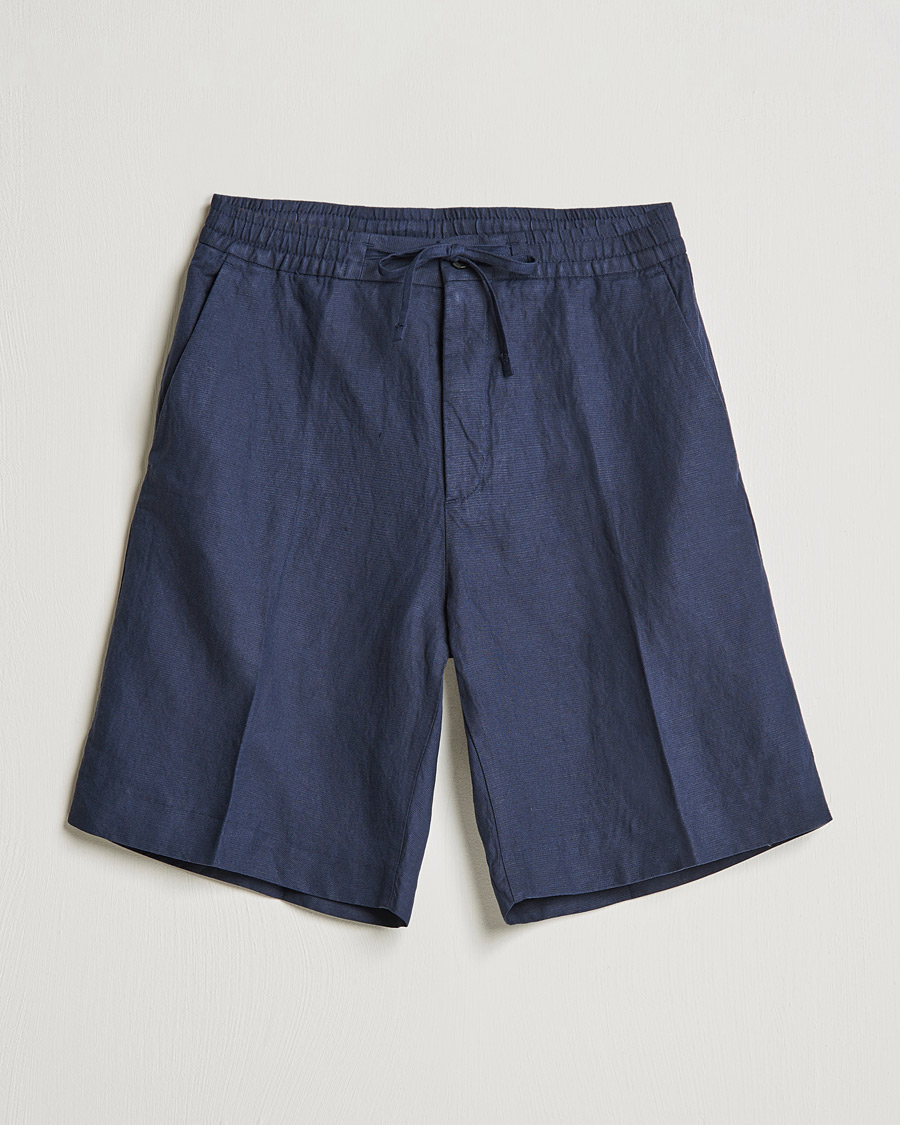 Herren | Shorts | J.Lindeberg | Sasha Drape Linen Drawstring Shorts Navy