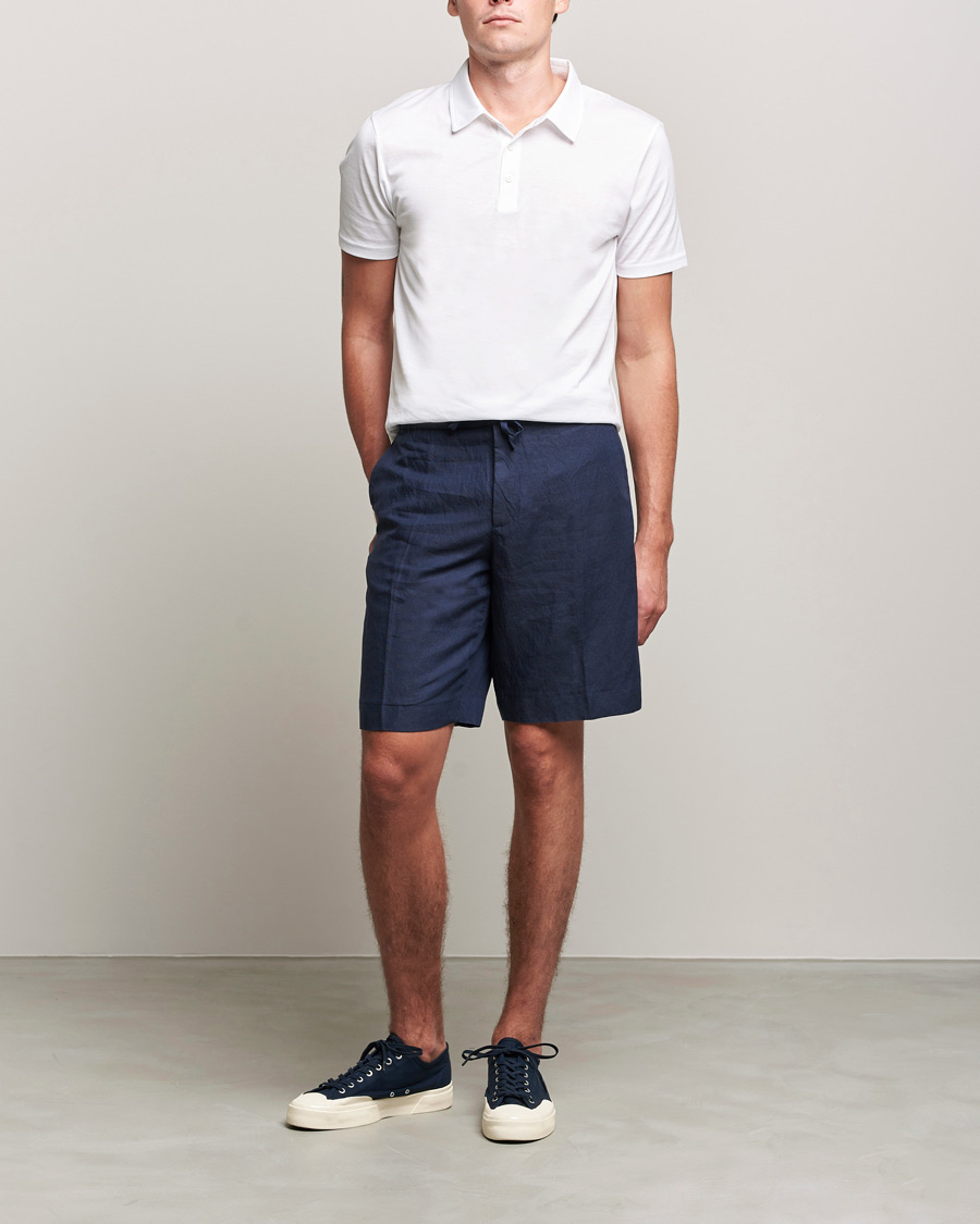 Herren | Shorts | J.Lindeberg | Sasha Drape Linen Drawstring Shorts Navy