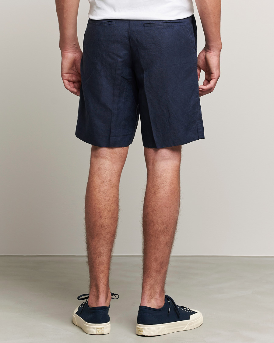 Herren | Shorts | J.Lindeberg | Sasha Drape Linen Drawstring Shorts Navy