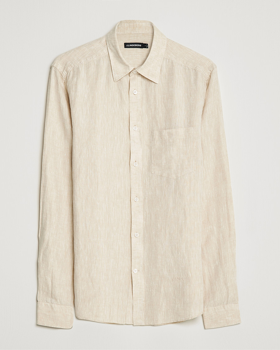 Herren | Hemden | J.Lindeberg | Linen Melange Slim Shirt Safari Beige