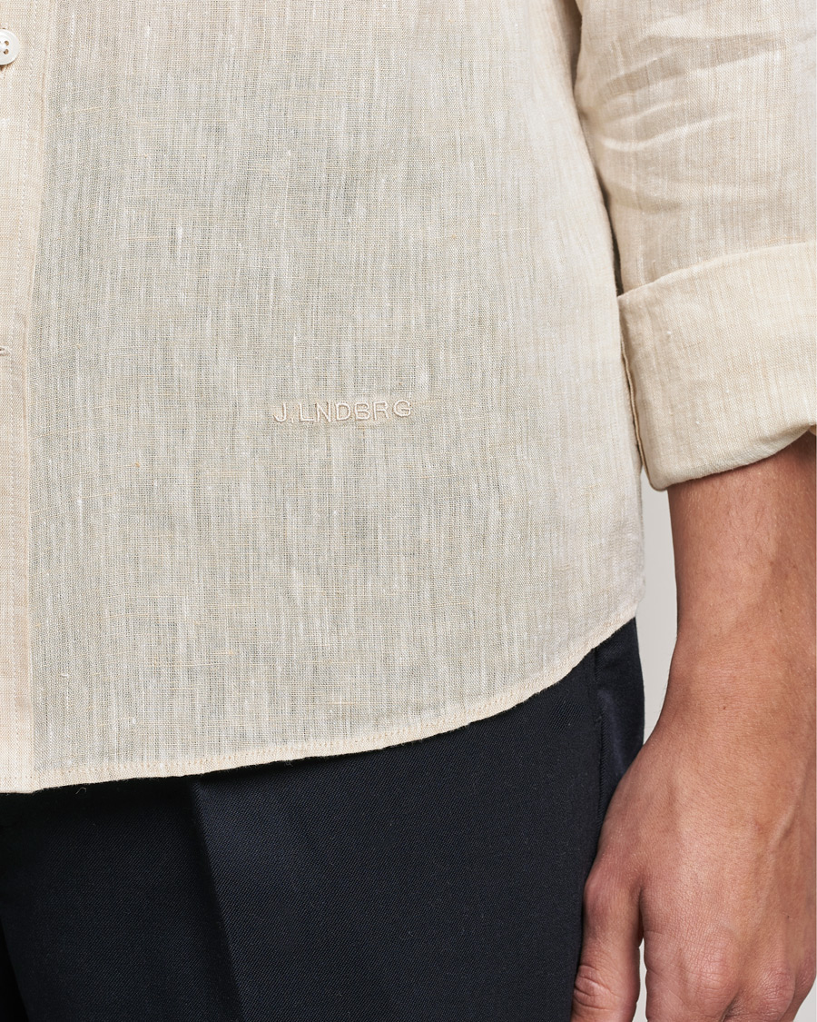 Herren | Hemden | J.Lindeberg | Linen Melange Slim Shirt Safari Beige