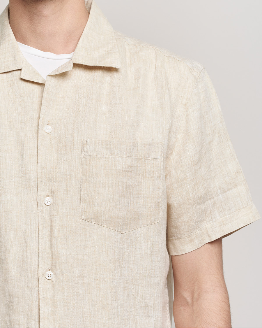 Herren | Hemden | J.Lindeberg | Linen Melange Short Sleeve Shirt Safari Beige