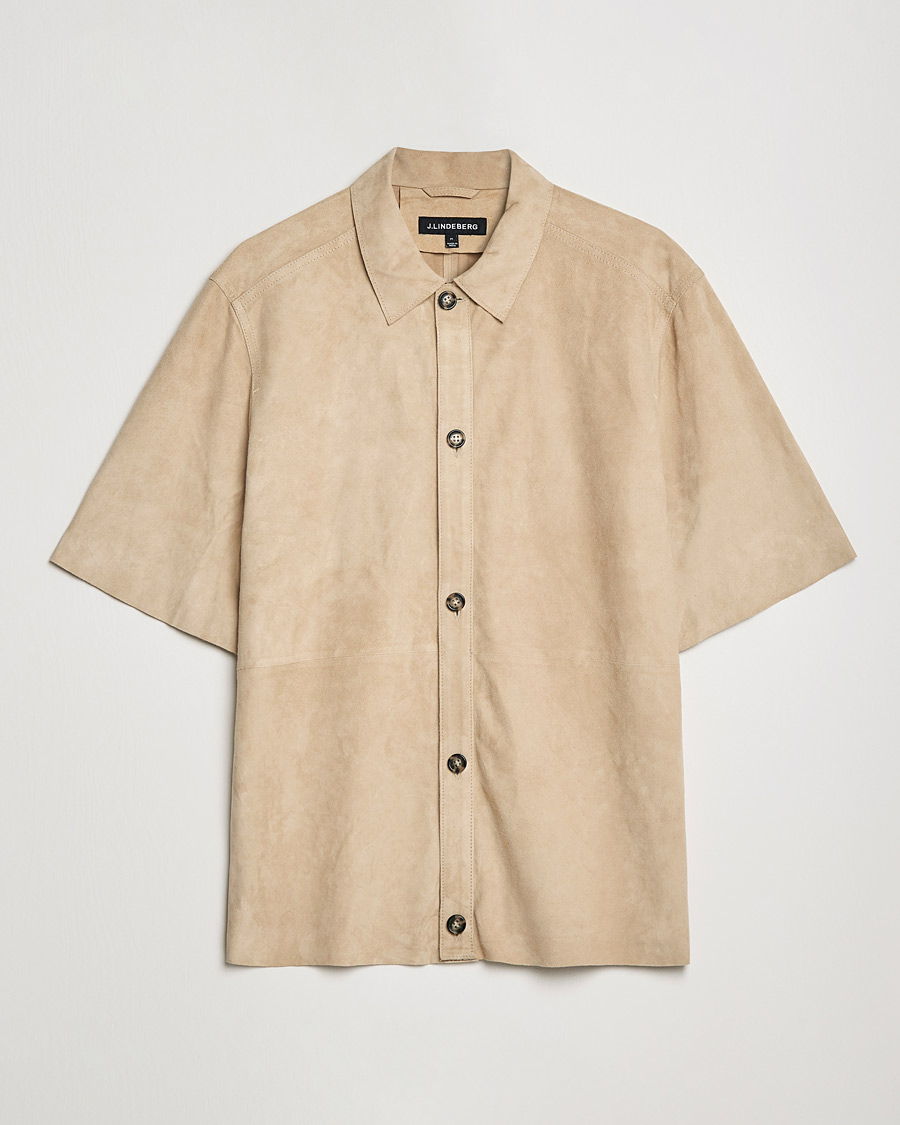 Herren | Hemden | J.Lindeberg | Shorty Short Sleeve Suede Shirt Safari Beige