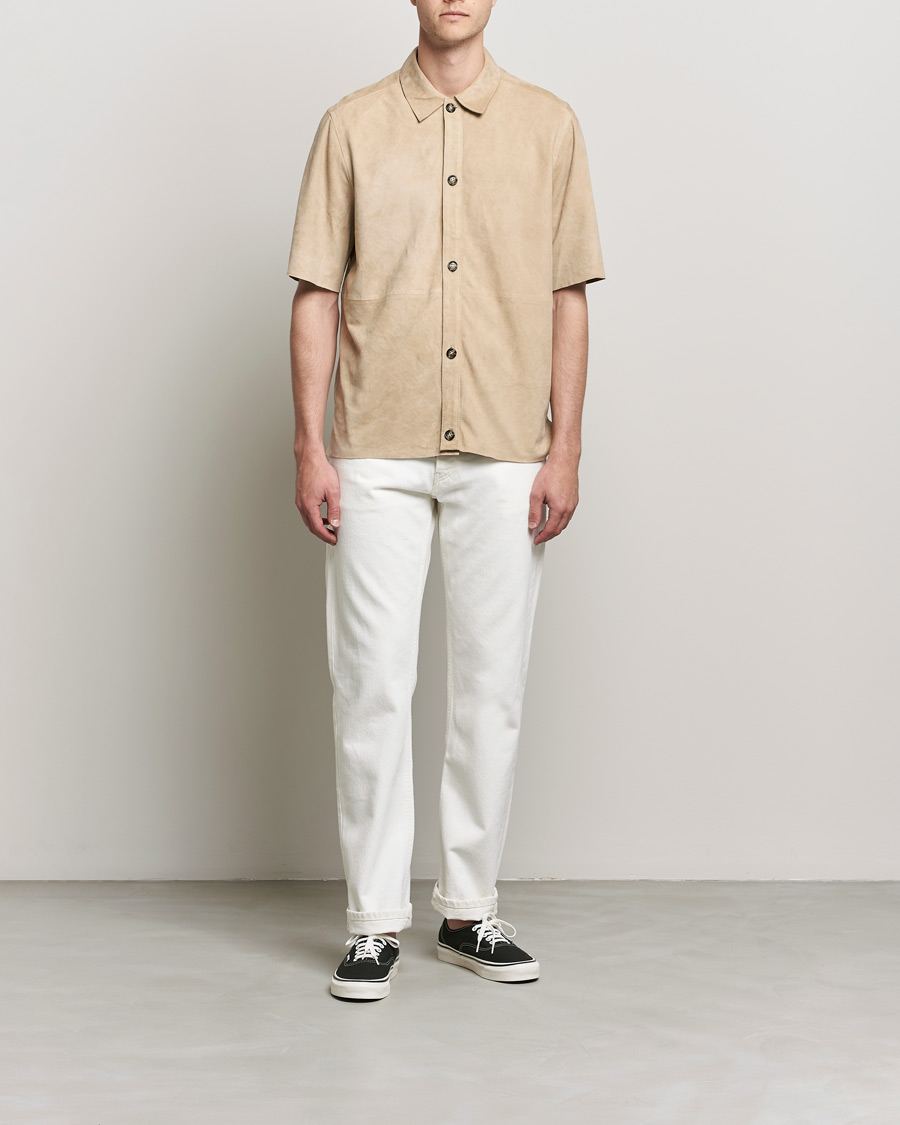 Herren | Hemden | J.Lindeberg | Shorty Short Sleeve Suede Shirt Safari Beige