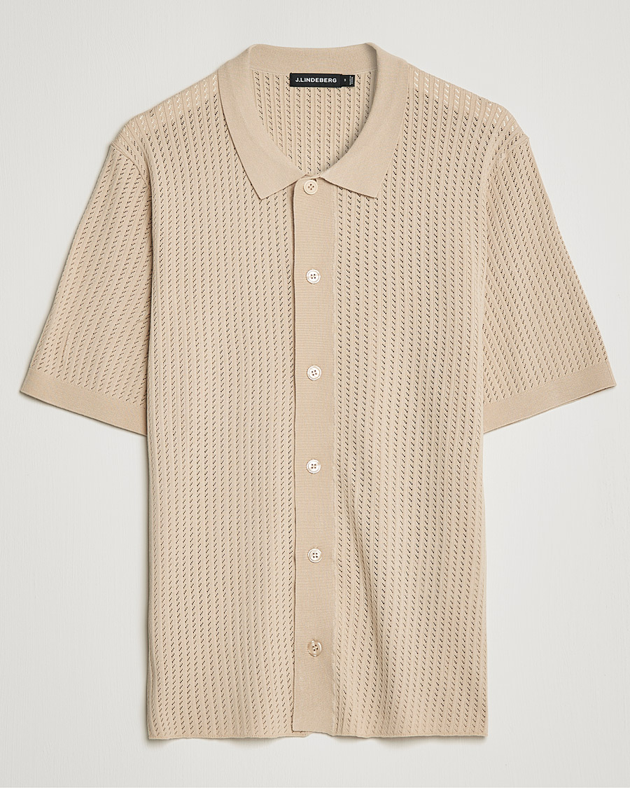 Herren | Hemden | J.Lindeberg | Skyler Rayon Silk Knit Shirt Safari Beige