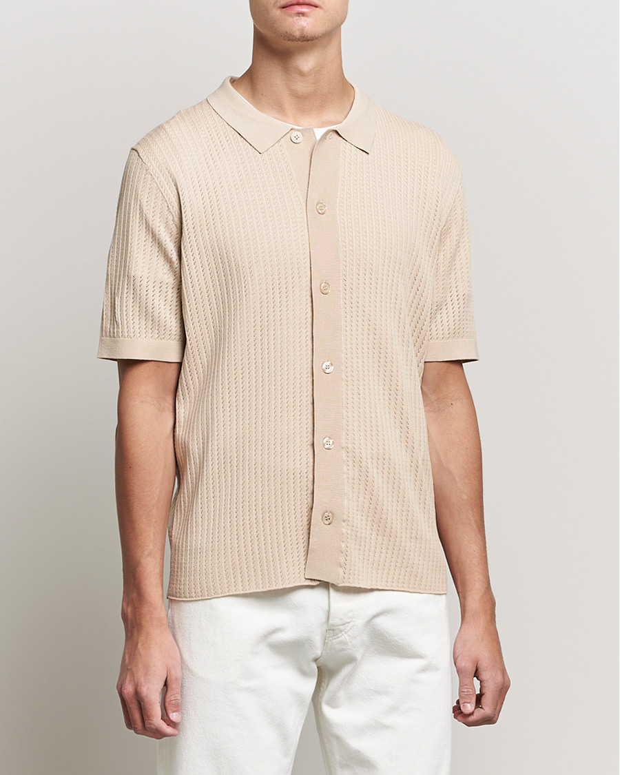 Herren | Hemden | J.Lindeberg | Skyler Rayon Silk Knit Shirt Safari Beige