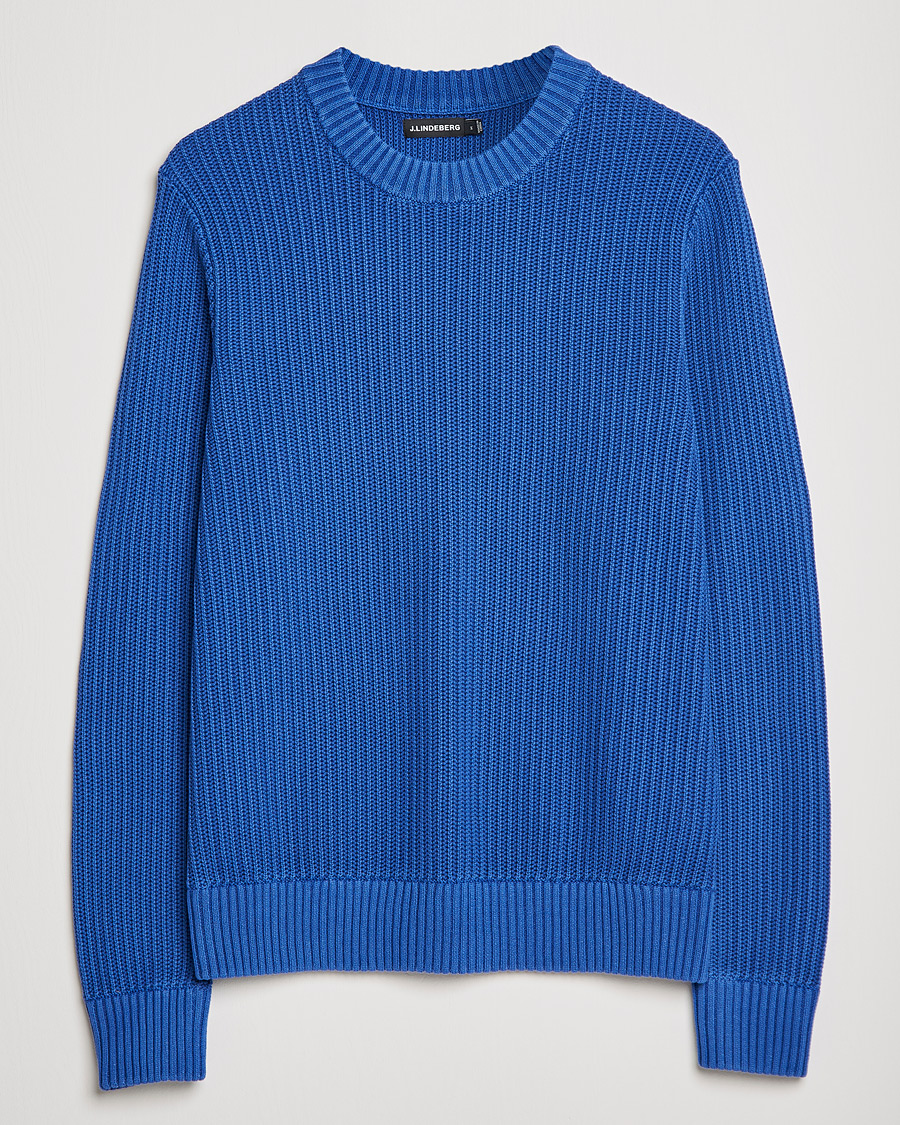 Herren | Pullover | J.Lindeberg | Coy Summer Structure Organic Cotton Sweater Royal Blue