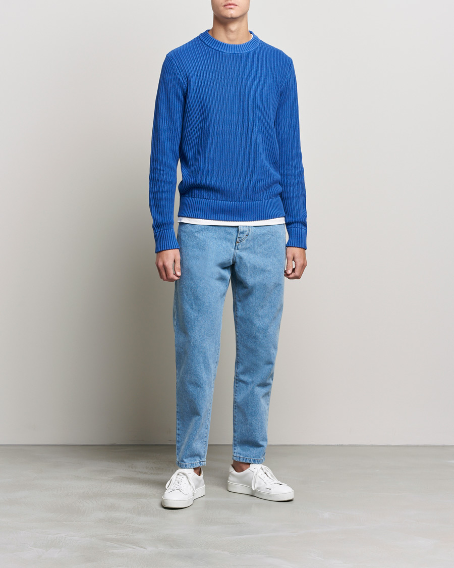 Herren | Pullover | J.Lindeberg | Coy Summer Structure Organic Cotton Sweater Royal Blue