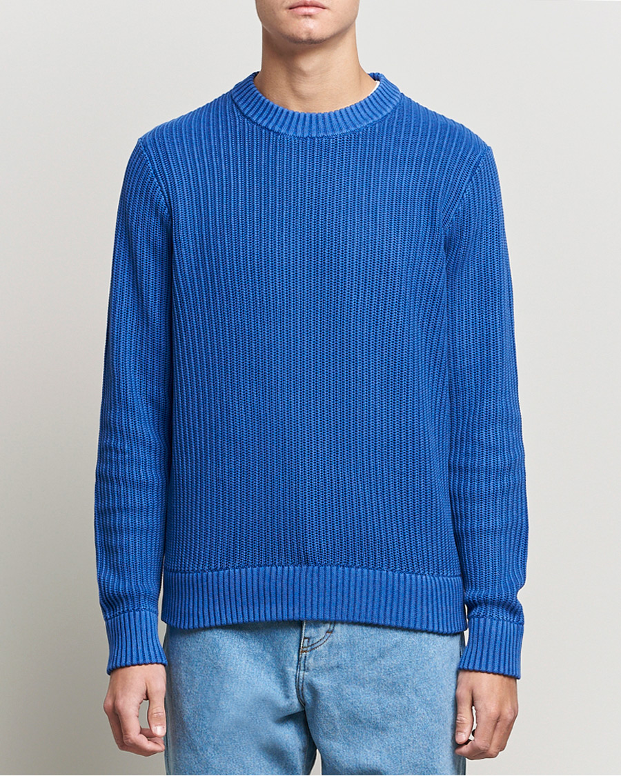 Herren | Pullover | J.Lindeberg | Coy Summer Structure Organic Cotton Sweater Royal Blue