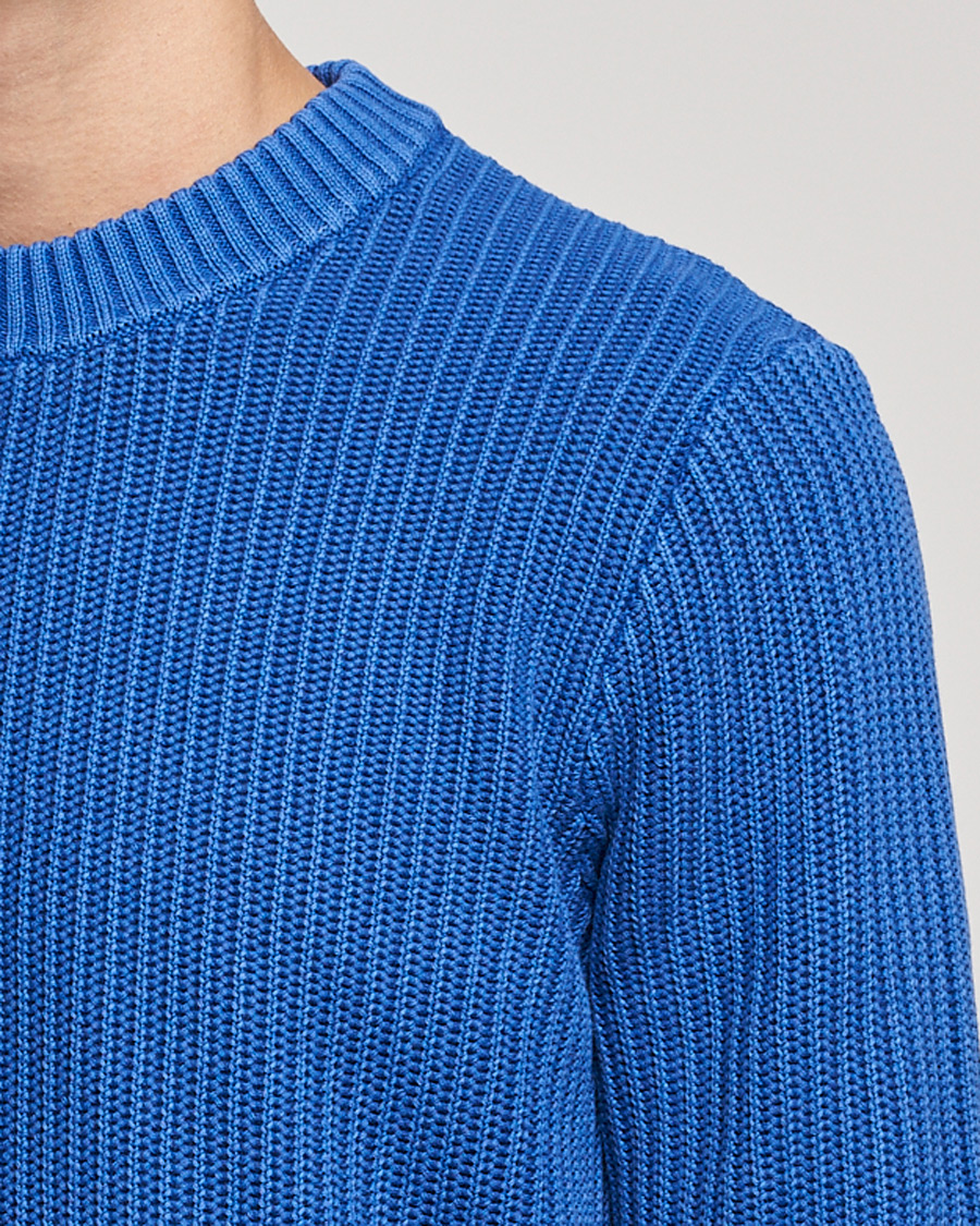 Herren | Pullover | J.Lindeberg | Coy Summer Structure Organic Cotton Sweater Royal Blue