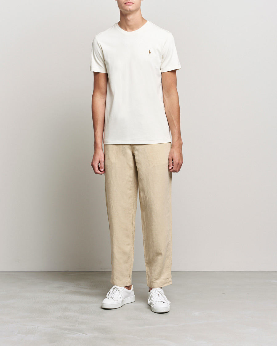 Herren | T-Shirts | Polo Ralph Lauren | Luxury Pima Cotton Crew Neck T-Shirt Clubhouse Cream