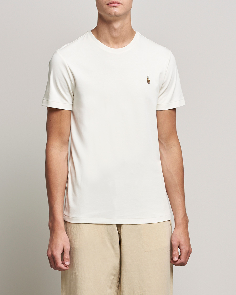 Herren | T-Shirts | Polo Ralph Lauren | Luxury Pima Cotton Crew Neck T-Shirt Clubhouse Cream