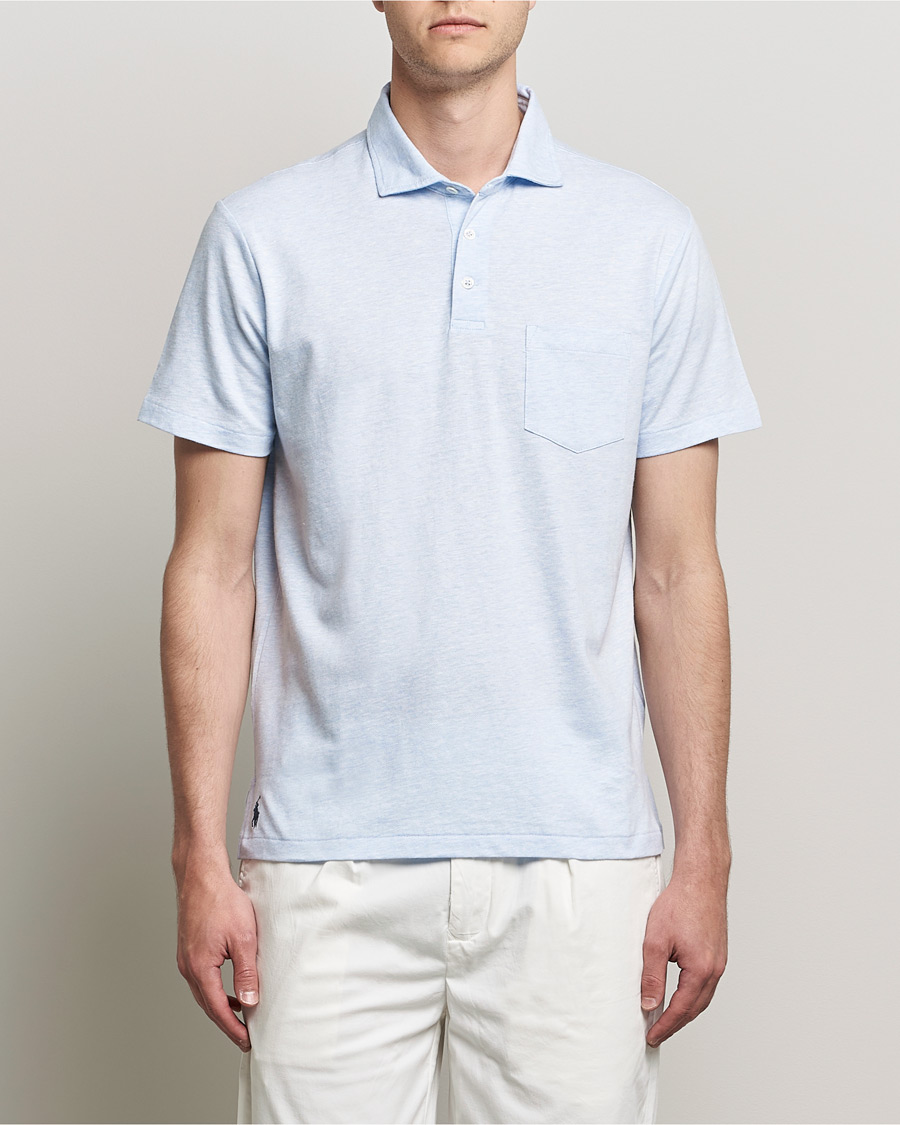Herren | Poloshirts | Polo Ralph Lauren | Custom Slim Fit Cotton/Linen Polo Elite Blue Heather