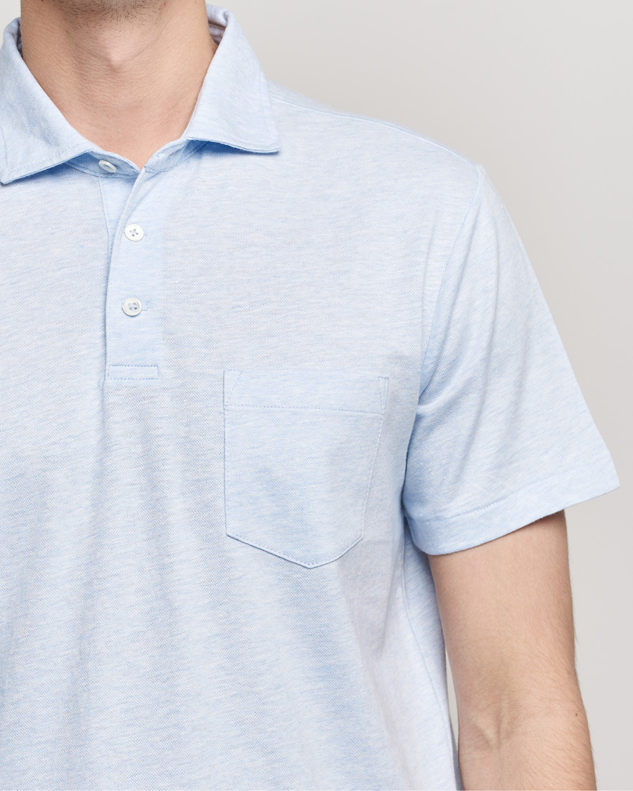 Herren | Poloshirts | Polo Ralph Lauren | Custom Slim Fit Cotton/Linen Polo Elite Blue Heather