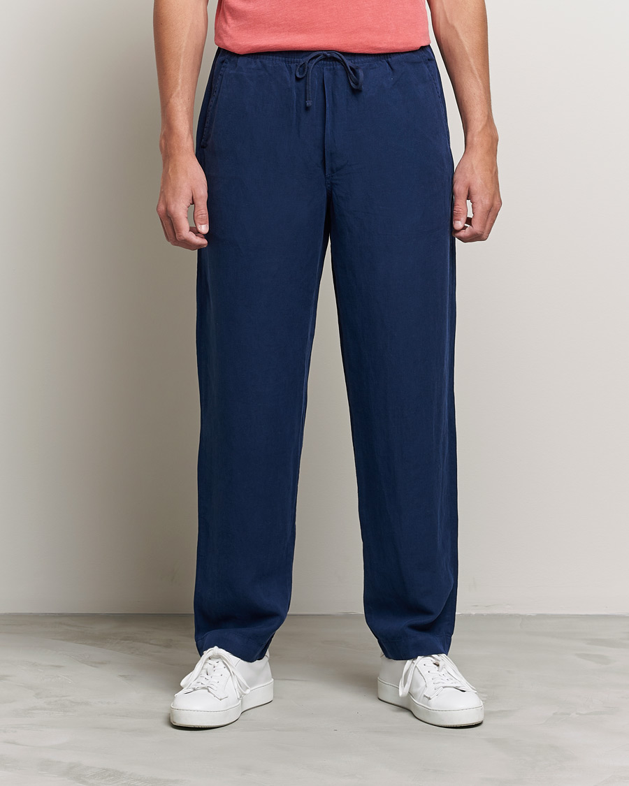 Herren | Hosen | Polo Ralph Lauren | Linen/Silk Drawstring Trousers Newport Navy