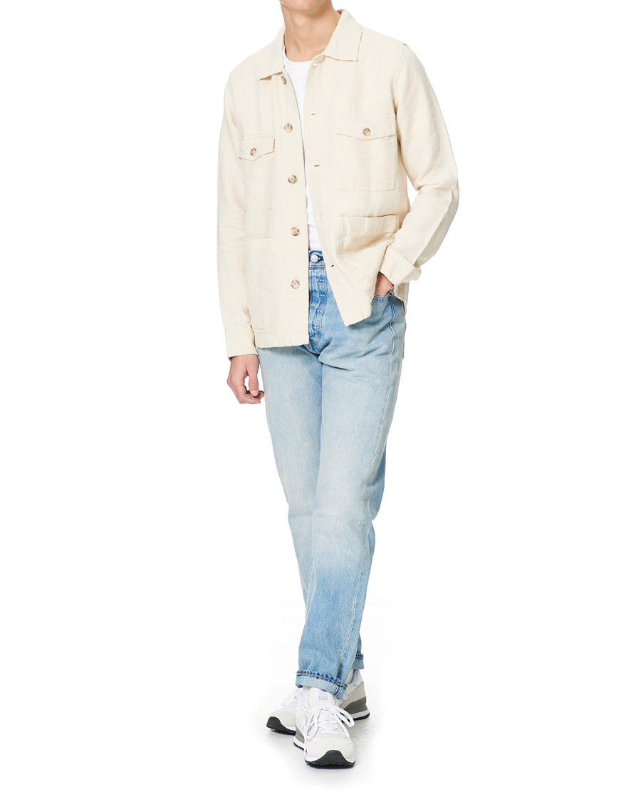 Herren | Hemden | A Day's March | Heavy Linen Patch Pocket Overshirt Oyster