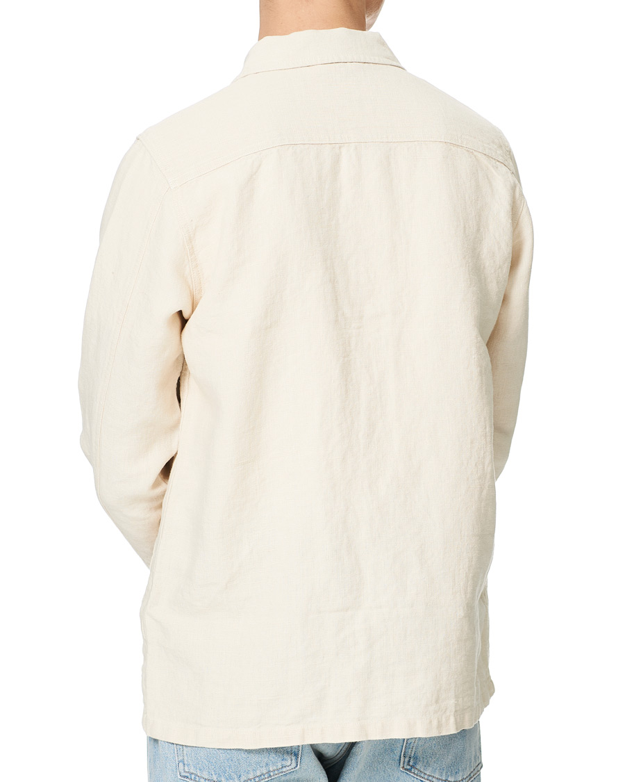 Herren | Hemden | A Day's March | Heavy Linen Patch Pocket Overshirt Oyster